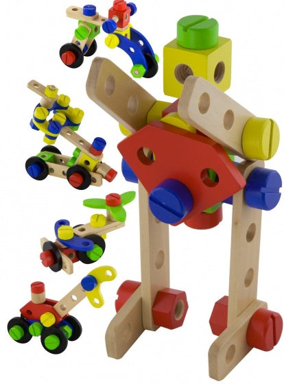 constructiebouwset hout 48-delig multicolor