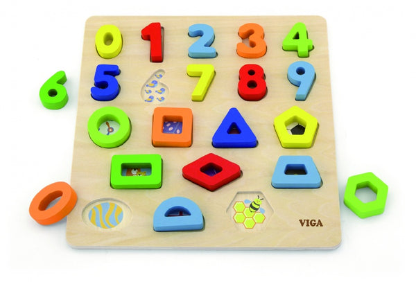 houten leerpuzzel vormen en cijfers 30 cm