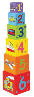 houten stapeltoren 6-delig multicolor