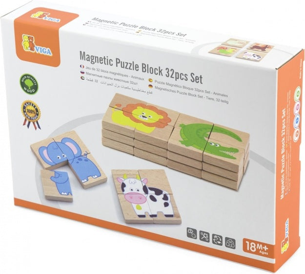 magneetpuzzel Dieren junior hout 32-delig