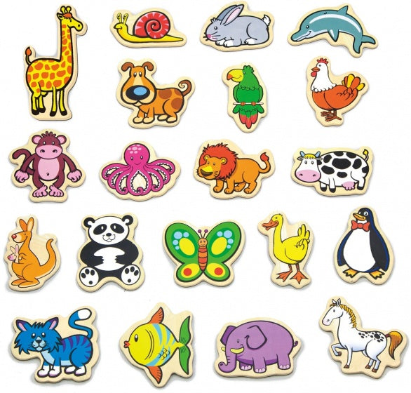 magneten Dieren hout 20 stuks