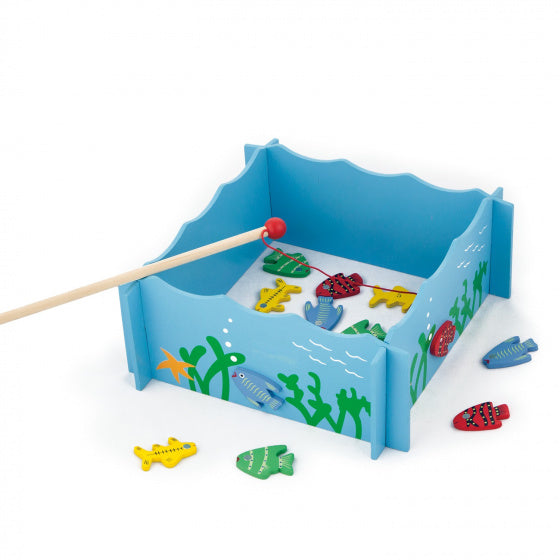 magnetisch visspel junior 28 x 28 cm hout blauw