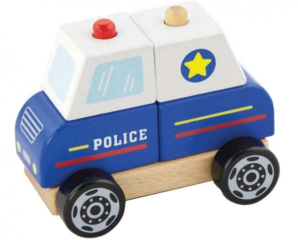 stapelfiguur politieauto 13 cm blauw