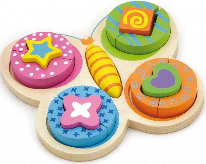 vormenpuzzel Vlinder junior hout 13 stukjes