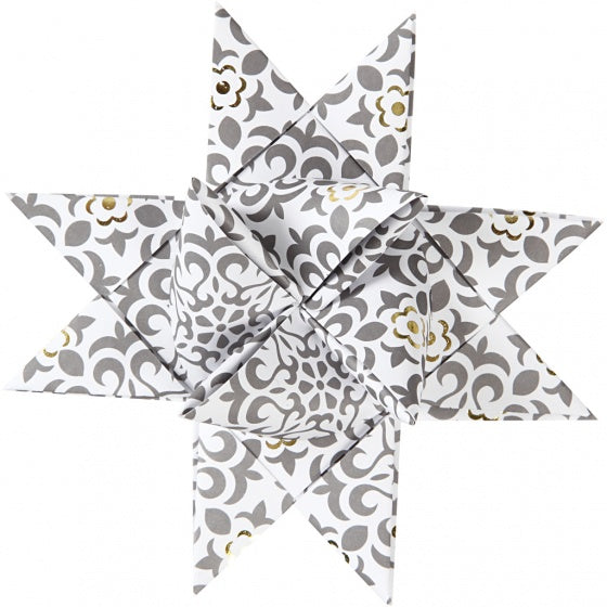 2-D sterstroken papier 44/78 cm wit/goud 48 stuks