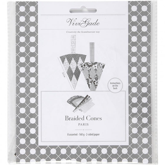 bouwset gevlochten kegels grijs/wit 8 stuks