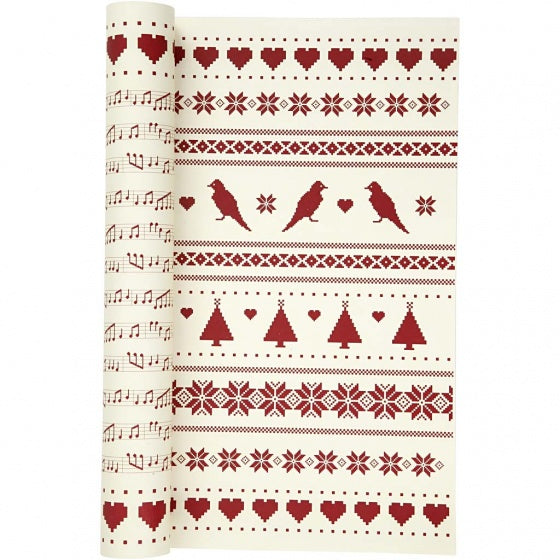 dubbelzijdig designpapier rood/crème 30,5 cm 5 vellen