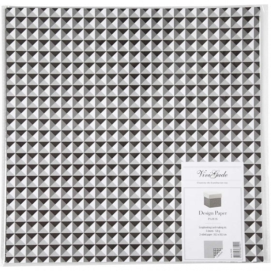 dubbelzijdig designpapier geblokt 30,5 cm 5 vellen