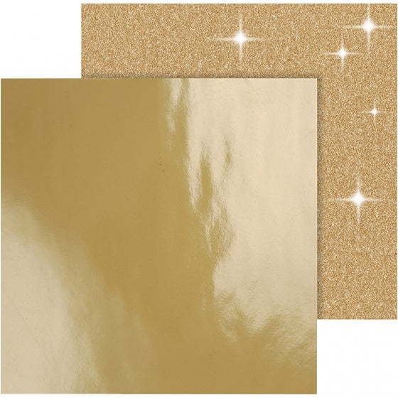 dubbelzijdig designpapier glitter/lak goud 30,5 cm 2 vellen