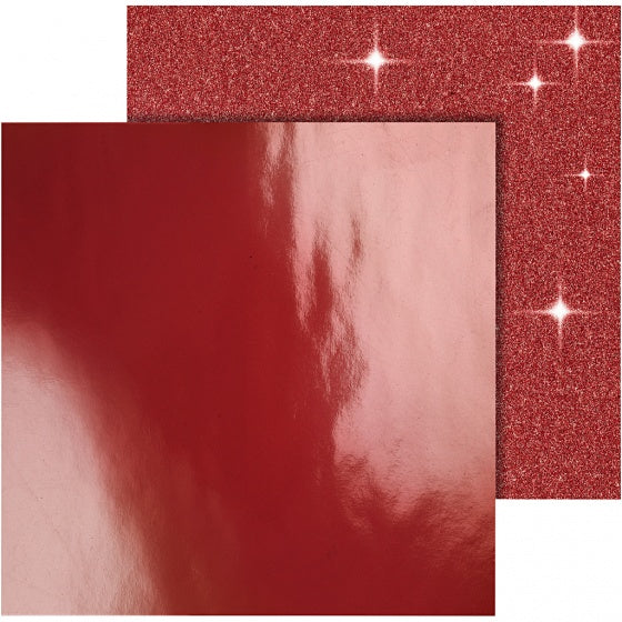 dubbelzijdig designpapier glitter/lak rood 30,5 cm 2 vellen
