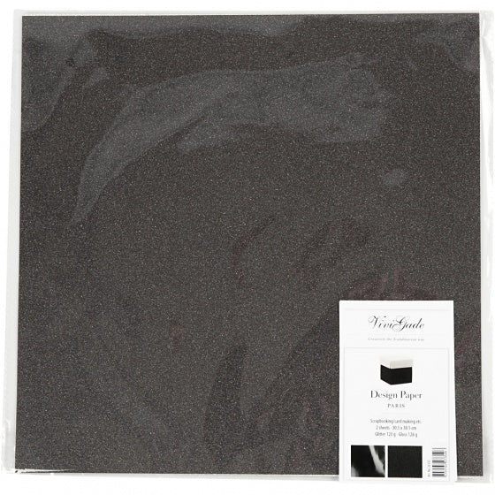 dubbel designpapier glitter/lak zwart 30,5 cm 2 st