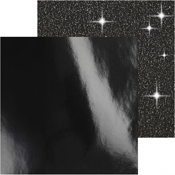 dubbel designpapier glitter/lak zwart 30,5 cm 2 st
