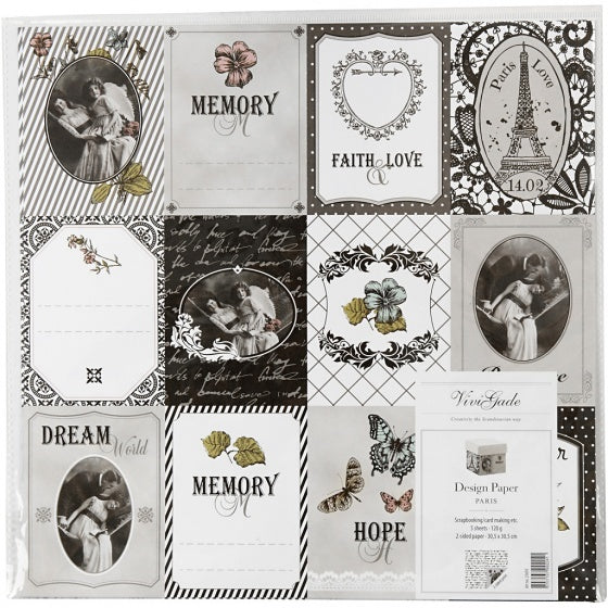 dubbelzijdig designpapier grijs 30,5 cm 5 vellen