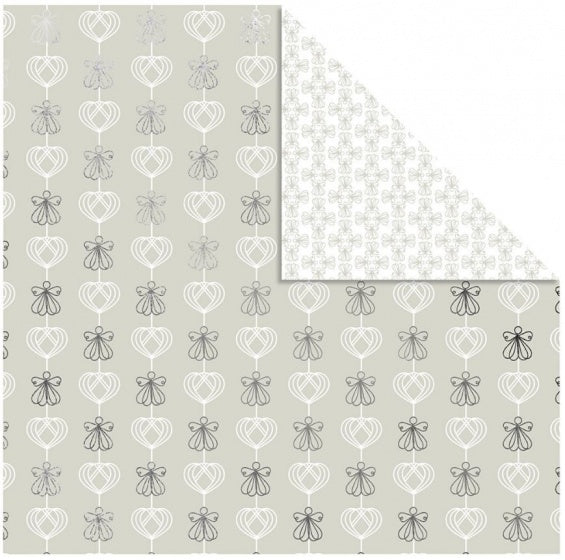 dubbelzijdig designpapier hart en strik 30,5 cm 3 stuks