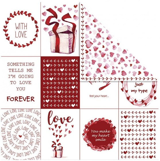 dubbelzijdig designpapier liefde 30,5 cm 3 stuks