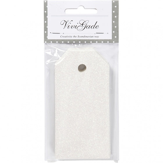 labels glitter 15 stuks 5 x 10 cm wit karton