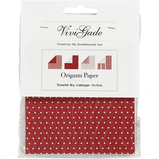 origamipapier 10 x 10 cm wit/rood 50 vellen