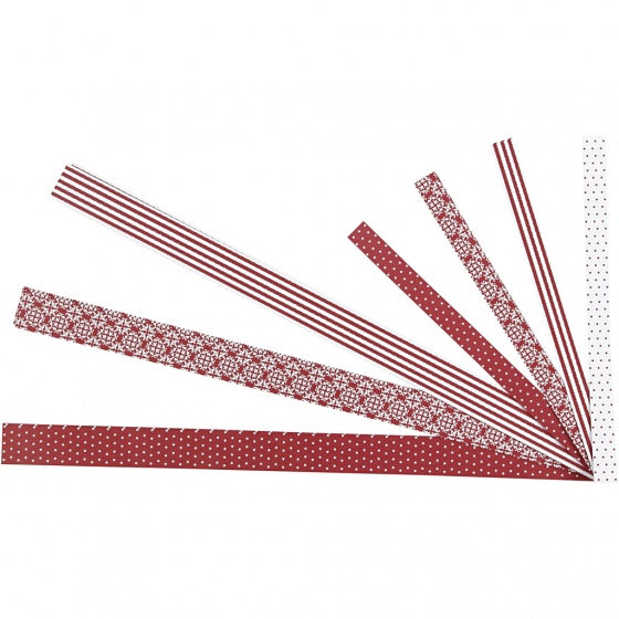 papieren vlechtstroken 44/78 cm rood/wit 60 stuks