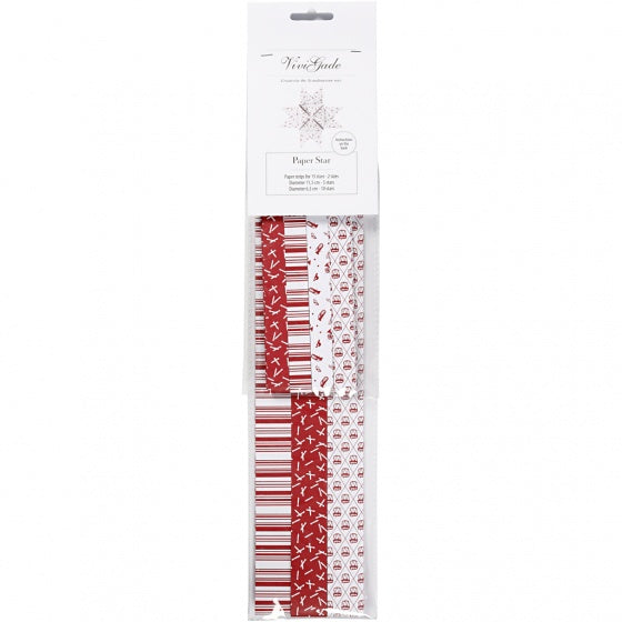 papieren vlechtstroken 44/78 cm wit/rood 60 stuks