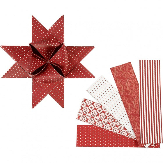papieren XL vlechtstroken 100 cm rood/wit 40 stuks