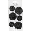rosettes Glitter papier 35/50 mm zwart 6 stuks
