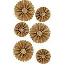 Rosettes goud/glitter 35 + 50 mm 6 stuks