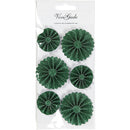 Rosettes groen/glitter 35 + 50 mm 6 stuks