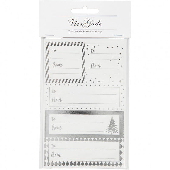 stickervel 42x39+84x29 mm wit/zilver 4 stuks