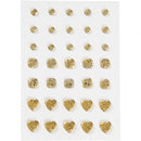 strasstenen goud rond/vierkant/hart 35 stuks