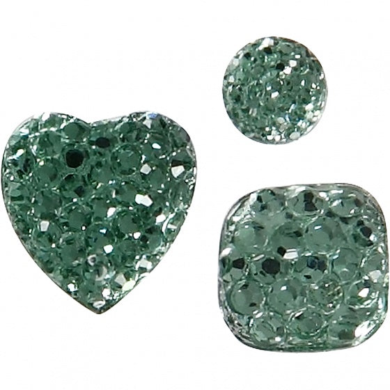 strasstenen groen rond/vierkant/hart 35 stuks