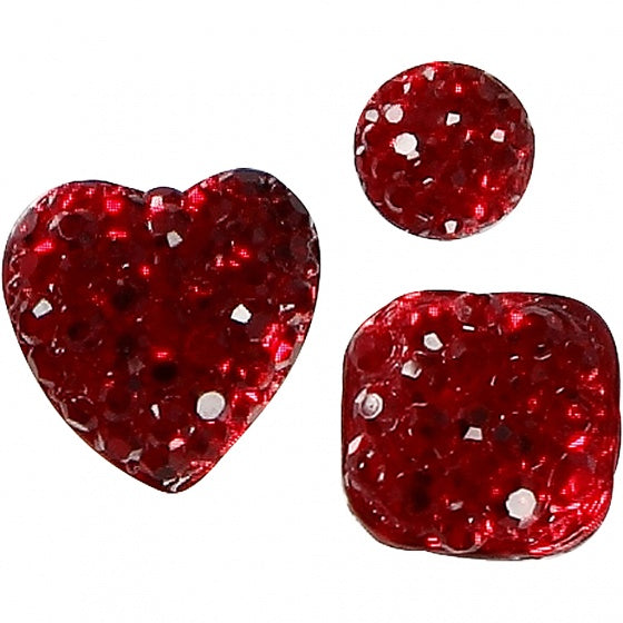 strasstenen rood rond/vierkant/hart 35 stuks