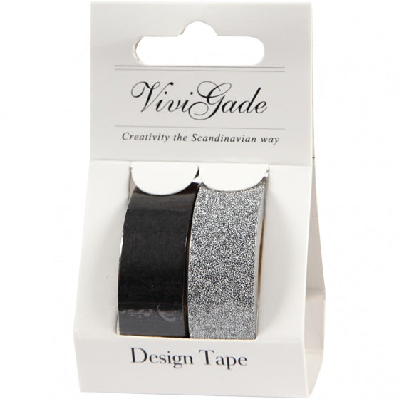 tape zwart/glitter 2 stuks