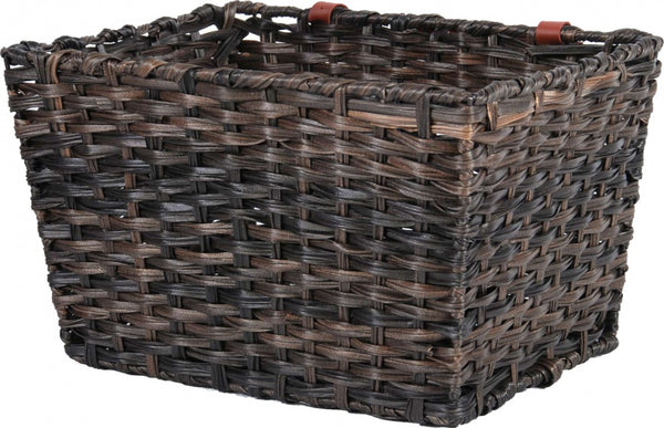 Gevlochten rieten fietsmand Volare L 40 x 32 x 24 cm - zwart