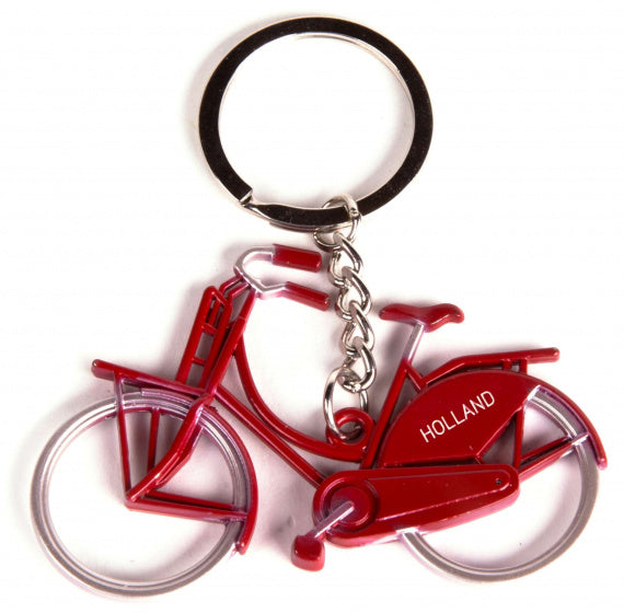 sleutelhanger fiets Holland 7 x 4 cm staal rood