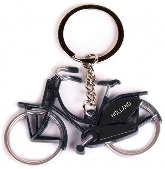 sleutelhanger fiets Holland 7 x 4 cm staal zwart