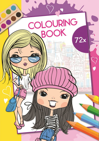 kleurboek A4 meisjes 29,7 x 21 cm papier geel/roze