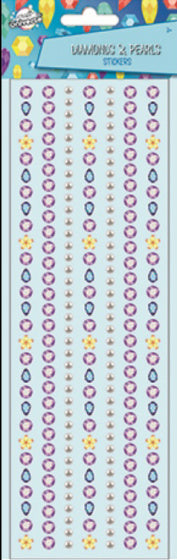 stickers Diamonds & Pearls meisjes 27 x 9,5 cm blauw