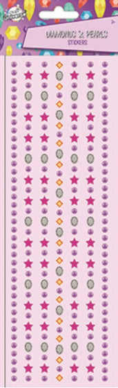 stickers Diamonds & Pearls meisjes 27 x 9,5 cm paars