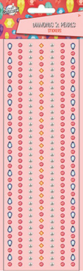 stickers Diamonds & Pearls meisjes 27 x 9,5 cm rood