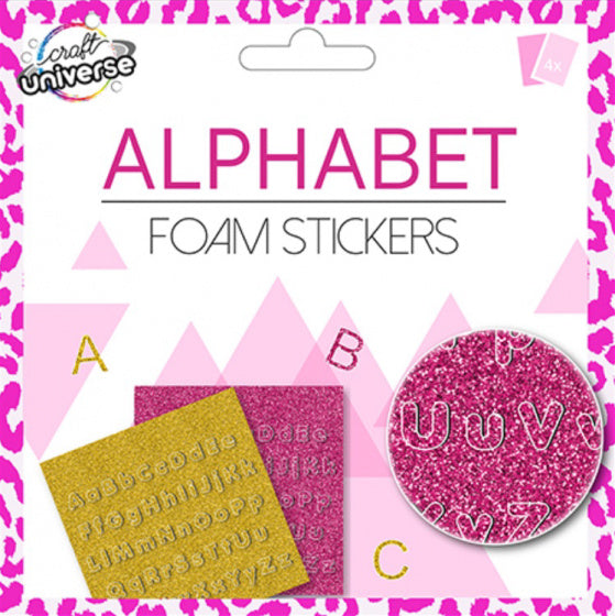 stickervellen Alphabet 15 x 15 cm EVA roze 2 stuks