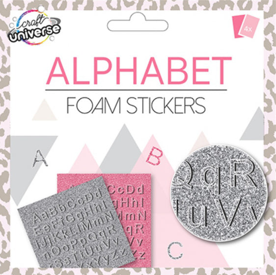 stickervellen Alphabet 15 x 15 cm EVA zilver 2 stuks