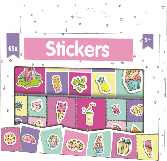 stickerdoos meisjes 16 x 11,5 cm papier lichtroze 65 stuks