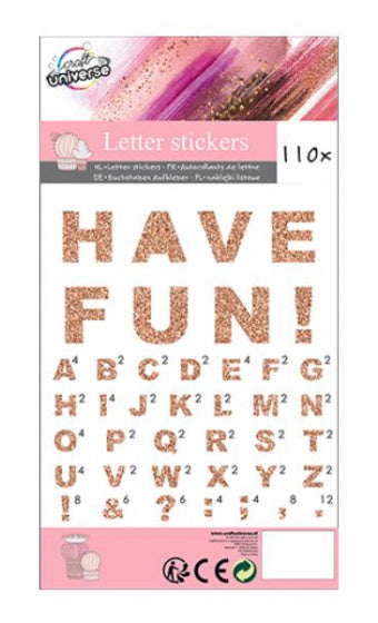 stickers letters junior 22,8 cm papier roze 110 stuks