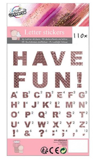 stickervel letters 12 x 22 cm papier roze
