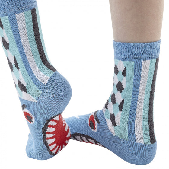 popsokken Say HI! jongens katoen blauw/wit mt 23-26