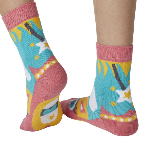 popsokken Say Twinkle! meisjes katoen roze/geel mt 23-26