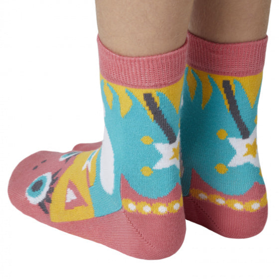 popsokken Say Twinkle! meisjes katoen roze/geel mt 23-26