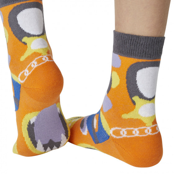 popsokken Say Wraf! meisjes katoen blauw/oranje mt 23-26