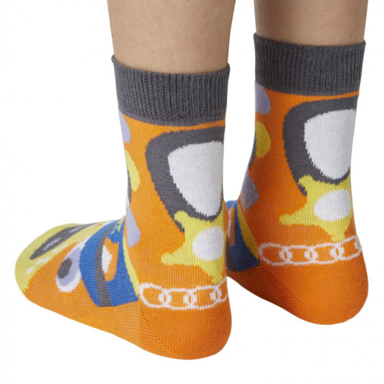 popsokken Say Wraf! meisjes katoen blauw/oranje mt 23-26
