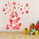 decoratiesticker kerstboom 143 cm PVC rood/wit 2-delig